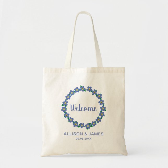 Forget Me Not Wedding Welcome Bag, Destination Tote Bag (Front)