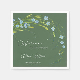 Forget-Me-Not Wedding Welcome Napkin