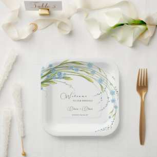 Forget-Me-Not Wedding Welcome Paper Plate