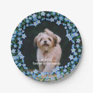 Forget Me Not Wreath Photo Name Pet Memorial Paper Plate