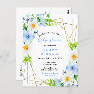 Forget Me Nots and Daisies Baby Shower Postcard