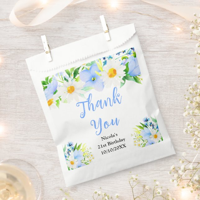 Forget-Me-Nots and Daisies Birthday Thank You Favour Bag (Clipped)