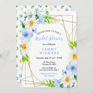 Forget Me Nots and Daisies Bridal Shower Invitation
