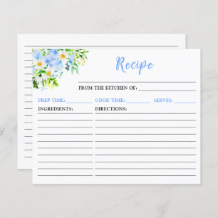 Forget-Me-Nots and Daisies Floral Recipe Card