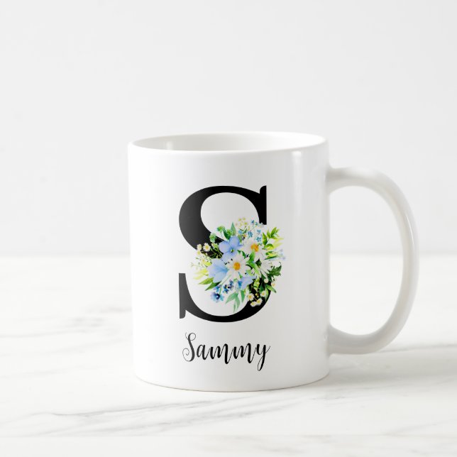 Forget-Me-Nots and Daisies Monogram Name Coffee Mug (Right)