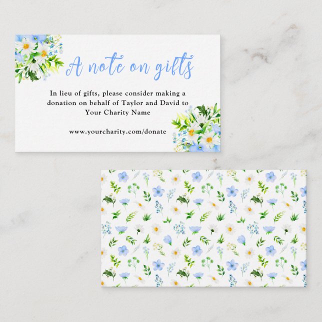 Forget Me Nots and Daisies Wedding A Note On Gifts Enclosure Card (Front/Back)