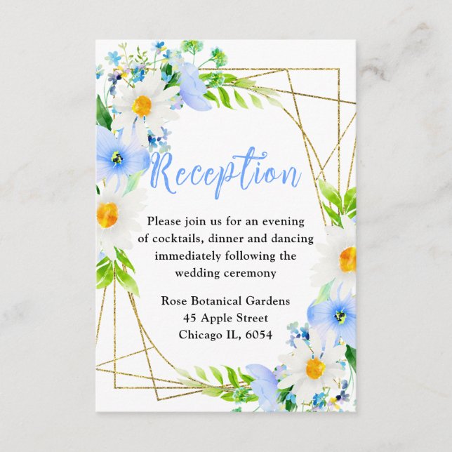 Forget Me Nots and Daisies Wedding Reception Enclosure Card (Front)