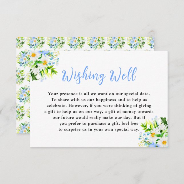 Forget-Me-Nots and Daisies Wedding Wishing Well Enclosure Card (Front/Back)
