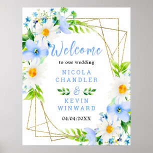Forget-Me-Nots Daisies Floral Wedding Welcome Sign
