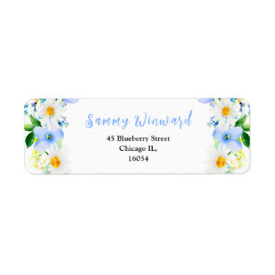 Forget-Me-Nots Floral and Foliage Bridal Shower Return Address Label