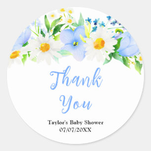 Forget-Me-Nots Floral Baby Shower Thank You Classic Round Sticker