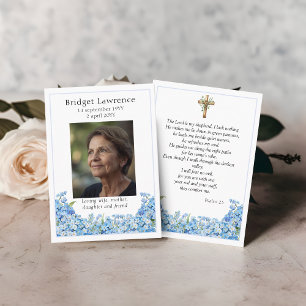 Forget-me-nots Memorial Photo Psalm 23 Prayer Card