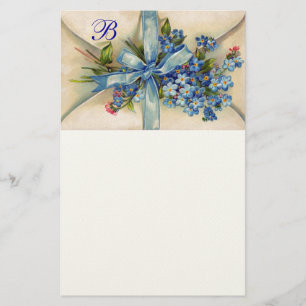 FORGET ME NOTS MONOGRAM Romantic Wedding Stationery