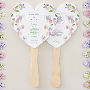 Forget-Me-Nots Pink & Purple Wedding Program Hand Fan