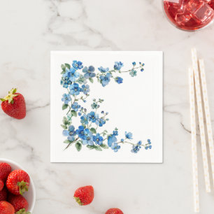 Forget-me-nots watercolor napkin