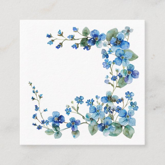 Forget-me-nots watercolor square business card (Front)