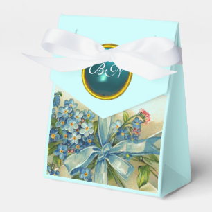 FORGET ME NOTS WEDDING TEAL BLUE GEM MONOGRAM FAVOUR BOX