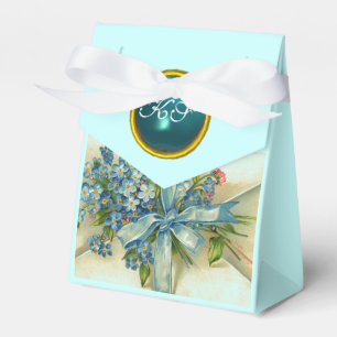 FORGET ME NOTS WEDDING TEAL BLUE GEM MONOGRAM FAVOUR BOX