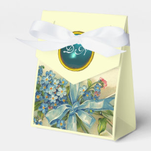 FORGET ME NOTS WEDDING TEAL BLUE GEM MONOGRAM FAVOUR BOX