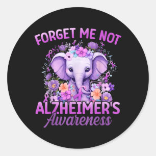 Forget not Alzheimers Awareness Elephant Flower Classic Round Sticker
