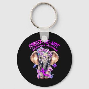 Forget Not Alzheimers Awareness Elephant Purple Key Ring