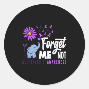 Forget not elephant alzheimer's awareness ribbon classic round sticker
