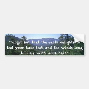 "Forget not that the earth delights..." Bumper Sticker