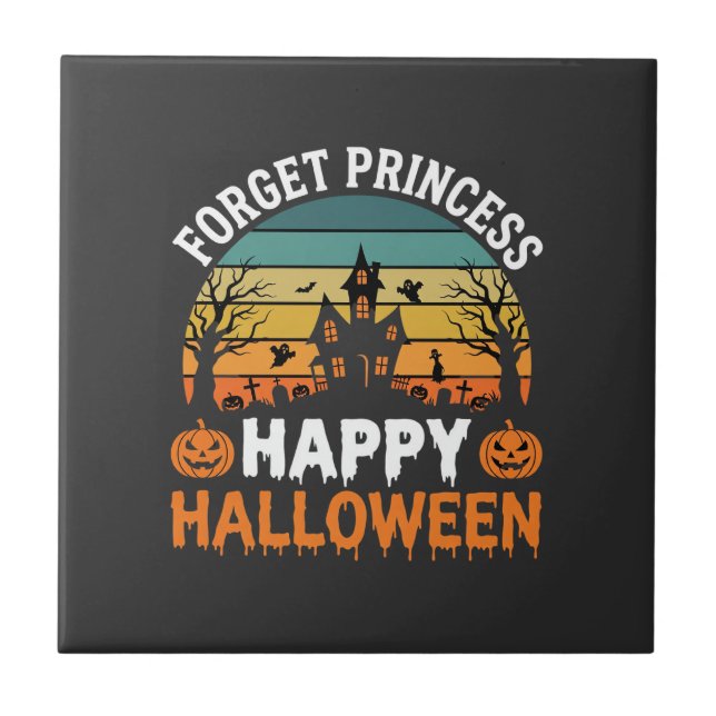 Forget Princess Happy Halloween Haunted House Desi Ceramic Tile (Front)
