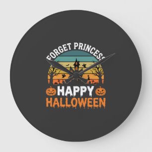 Forget Princess Happy Halloween Haunted House Desi Large Clock