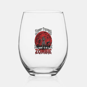 Forget Princess Zombie Blood Moon Graveyard Bats S Stemless Wine Glass