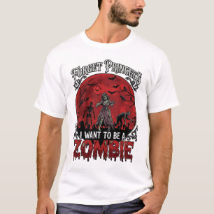 Forget Princess Zombie Blood Moon Graveyard Bats S T-Shirt