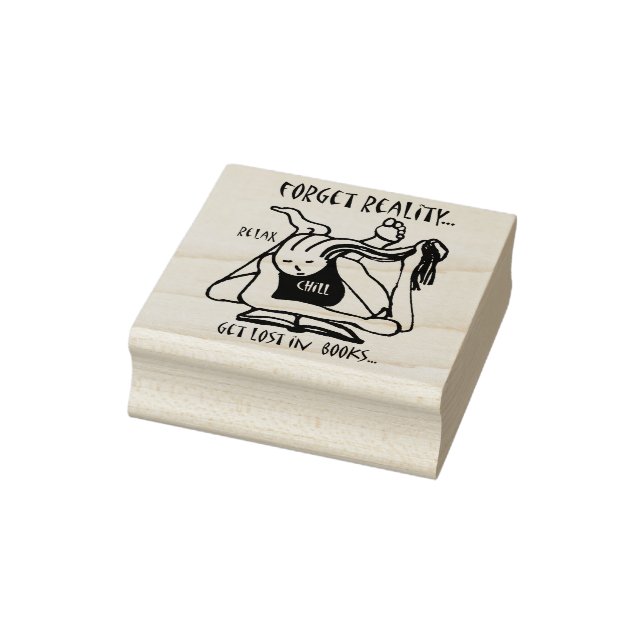 Forget reality, Get lost in books library stamp (Stamp)