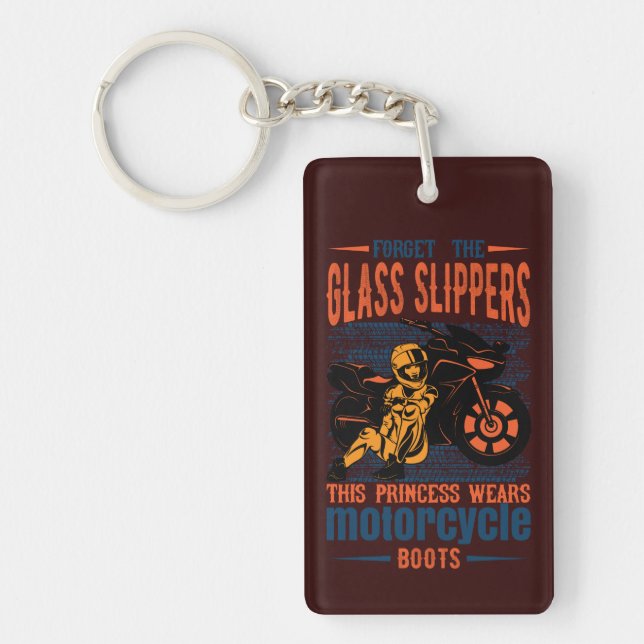 Forget the Glass Slipper Princess Motorcycle Boots Key Ring (Front)
