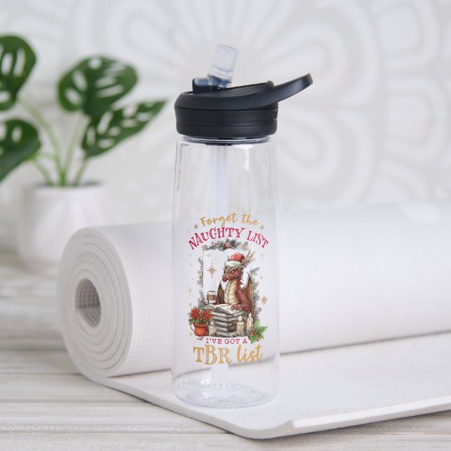 Forget The Naughty List I've Got a TBR List  Water Bottle (Yoga (Rotated))