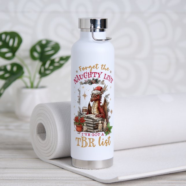 Forget The Naughty List I've Got a TBR List  Water Bottle (Yoga (Rotated))