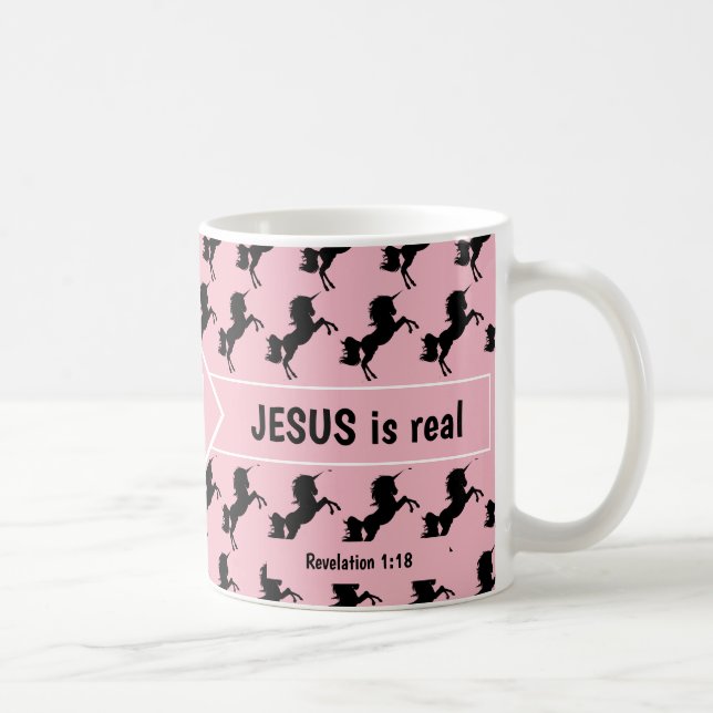 FORGET UNICORNS JESUS IS REAL Monogram Christian P Coffee Mug (Right)