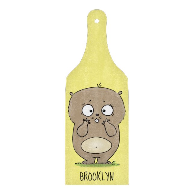 Forgetful adorable chubby hamster cartoon cutting board (Front)