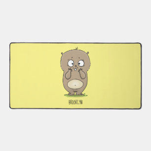 Forgetful adorable chubby hamster cartoon  desk mat