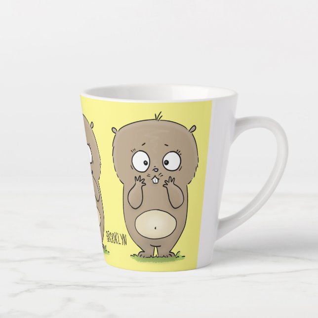 Forgetful adorable chubby hamster cartoon latte mug (Right)
