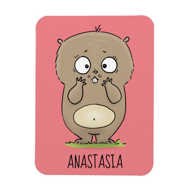 Forgetful adorable chubby hamster cartoon magnet (Vertical)