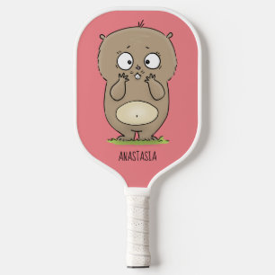 Forgetful adorable chubby hamster cartoon  pickleball paddle