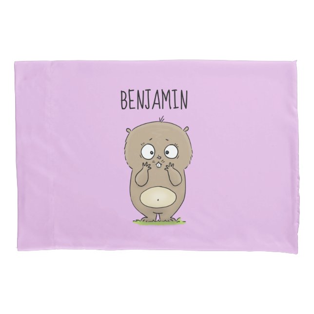 Forgetful adorable chubby hamster cartoon pillowcase (Front)