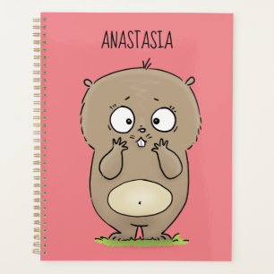 Forgetful adorable chubby hamster cartoon planner