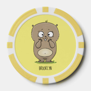 Forgetful adorable chubby hamster cartoon  poker chips