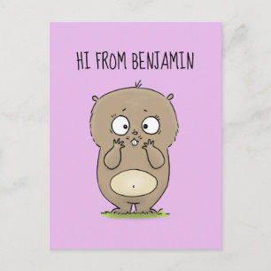 Forgetful adorable chubby hamster cartoon postcard