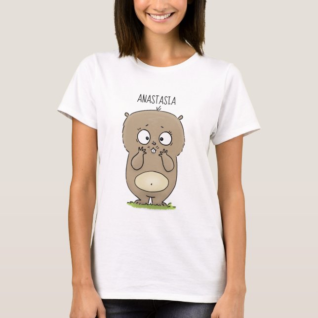 Forgetful adorable chubby hamster cartoon T-Shirt (Front)