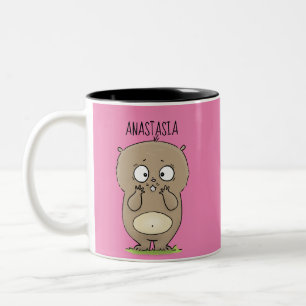 Forgetful adorable chubby hamster cartoon Two-Tone coffee mug