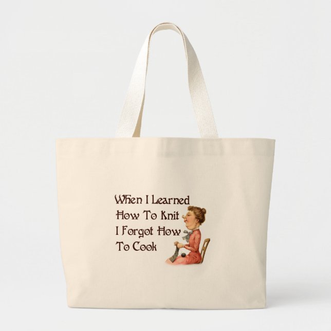 Forgetful Knitter Large Tote Bag (Front)
