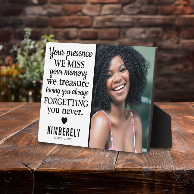 Forgetting You Never | Photo Remembrance Keepsake Plaque (Creator Uploaded)