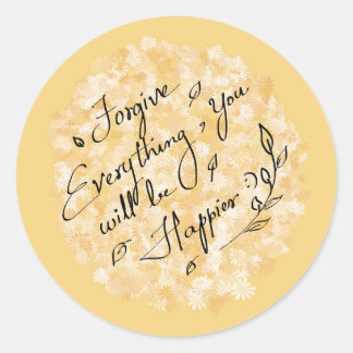 Forgive and be happy floral minimal classic round sticker